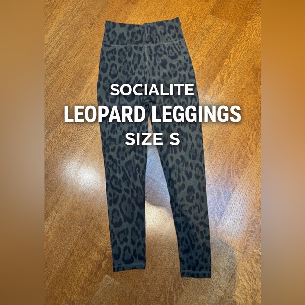 Socialite Leopard Print Leggings Size Small Stretch Pull-On